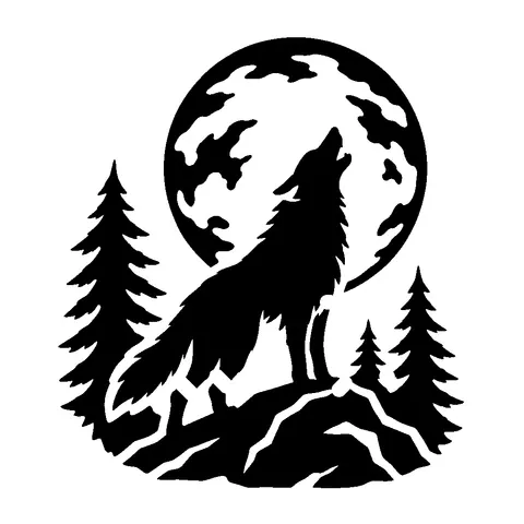 Howling Wolf pumpkin stencil, free printable wolf carving template